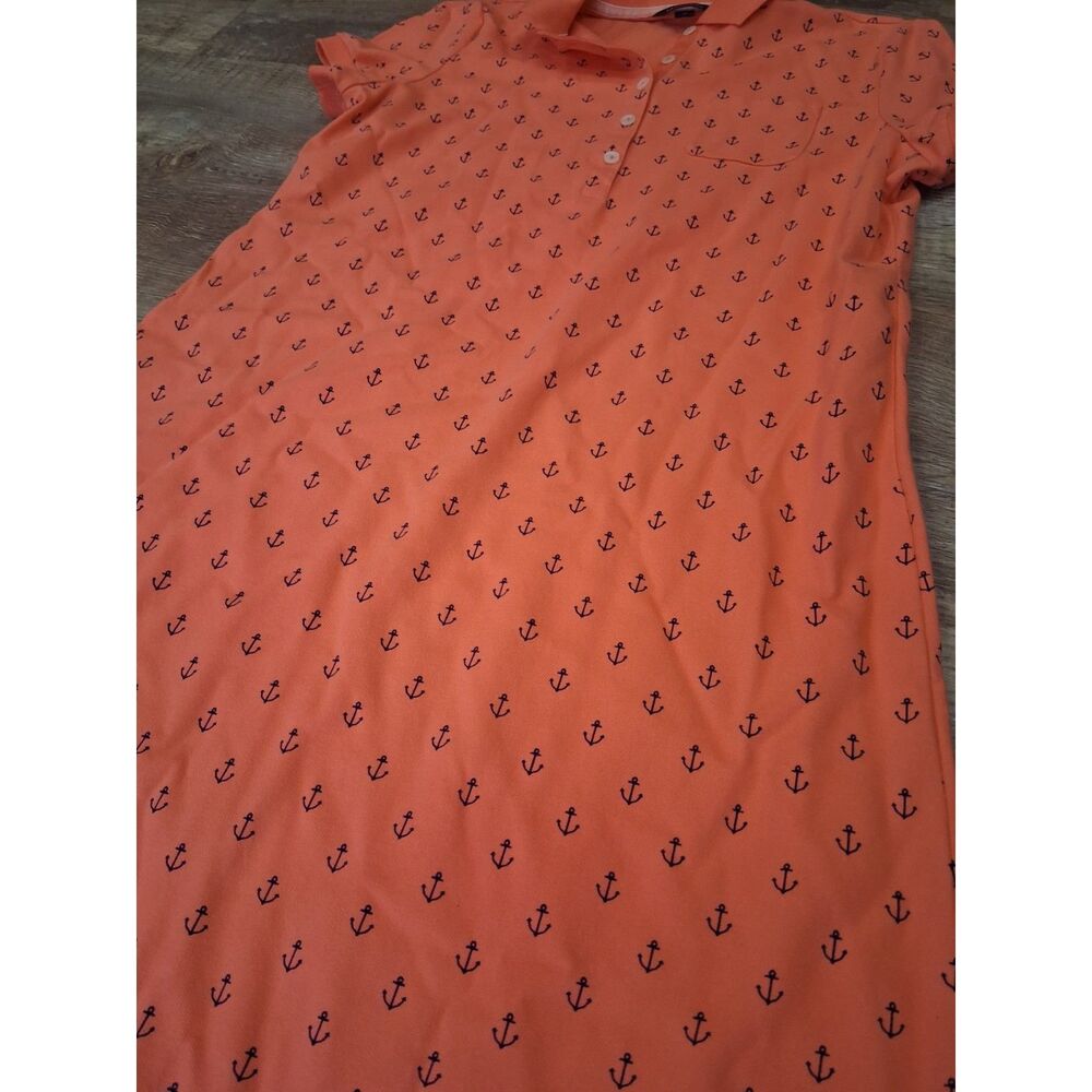Lands End Dress Coral and Blue Anchors